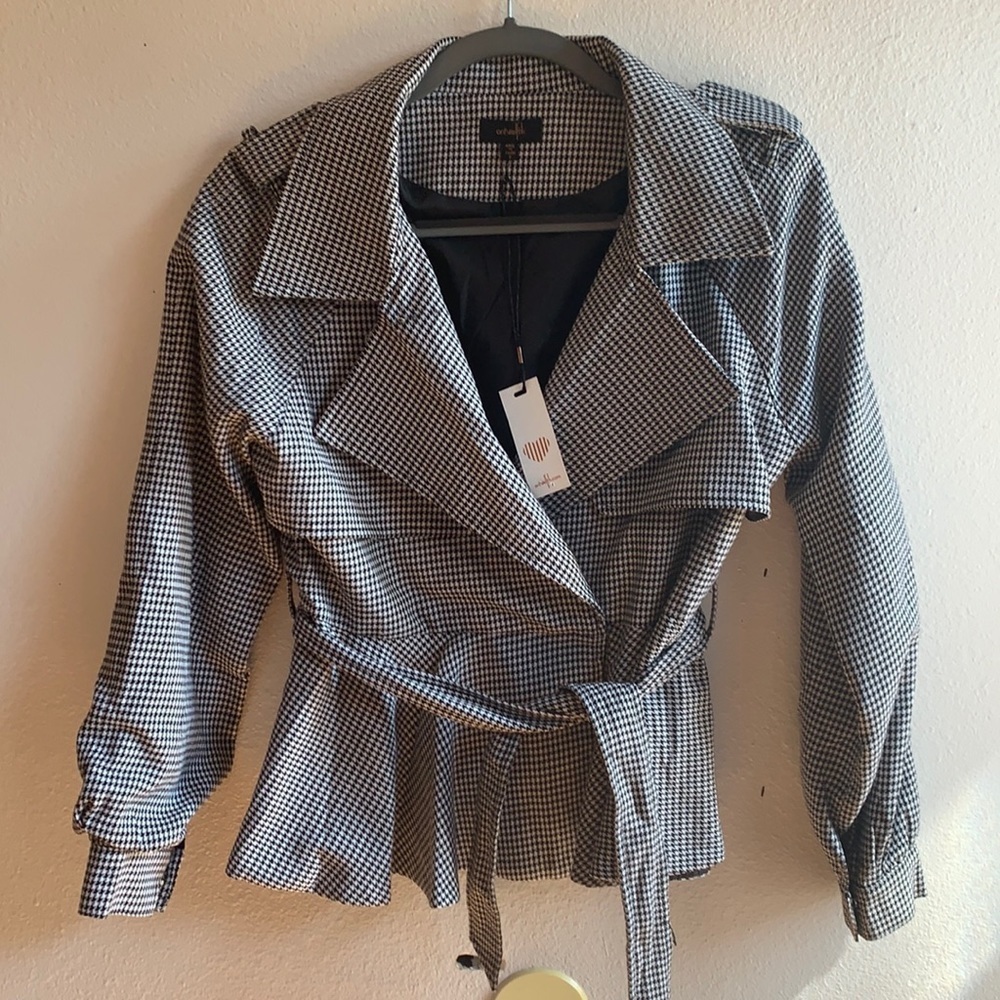 NWT On Twelfth womens houndstooth wrap jacket Size S